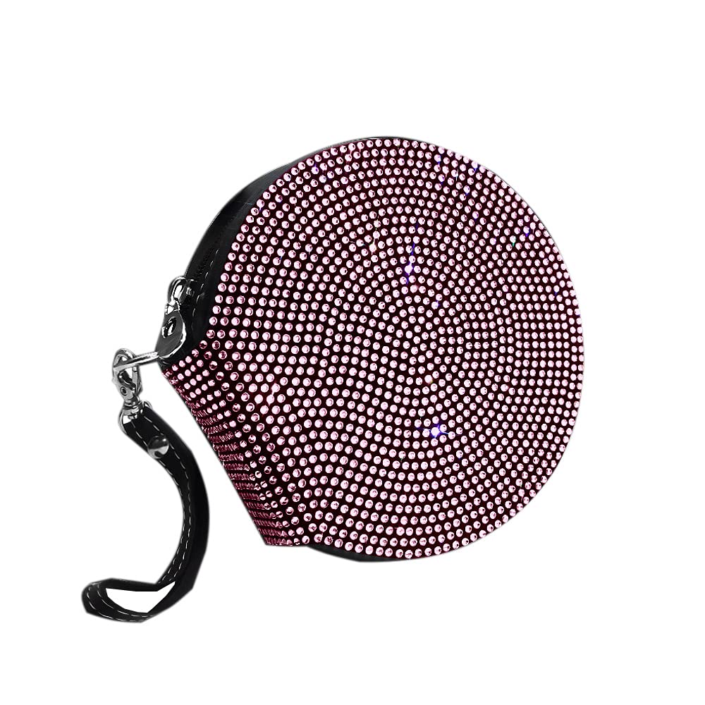 MINGZAIQIPEI Crystal Rhinestone CD Case Holder for Car, Portable DVD/VCD Storage Bag Car CD Disk Holder, Bling Car Accerssory Women (Rhinestone Pink)