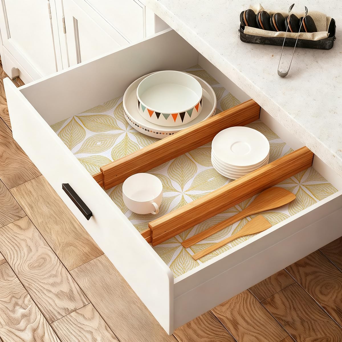 Drawer and Shelf Liner for Kitchen Cabinets Non Adhesive Cabinet Liner Strong Grip Waterproof Kitchen Drawer Liner for Shelves,Refrigerator,Dresser,Cupboard Liners,Easy to Clean 12In x 10Ft
