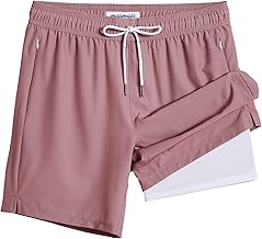 Maamgic Men's Short 2-in-1 Compression Surf Shorts 7 Inch Inner Quick Dry Shorts with Pockets