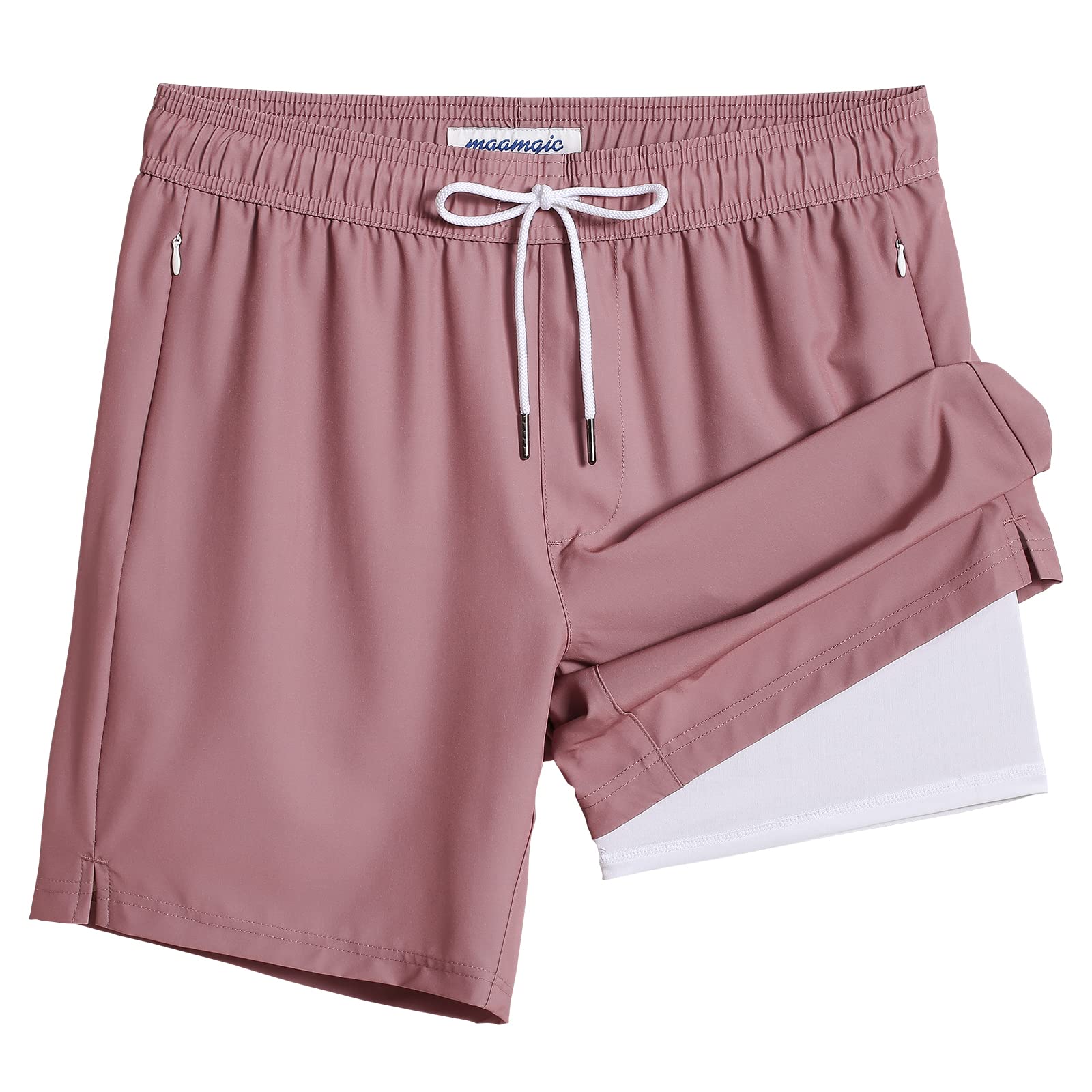 maamgic 2 in 1 Mens Swim Trunks 7 Inch Swim Shorts Swim Suits Board Shorts