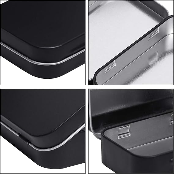 Tamicy Metal Rectangular Hinged Tins - Pack of 40 Matte Black Mini Portable Box Containers Small Empty Storage Tins with Lids Home Organizer Kit for Storage Drawing Pin Jewelry Crafts