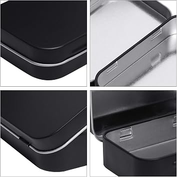 Tamicy Metal Rectangular Hinged Tins - Pack of 40 Matte Black Mini Portable Box Containers Small Empty Storage Tins with Lids Home Organizer Kit for Storage Drawing Pin Jewelry Crafts