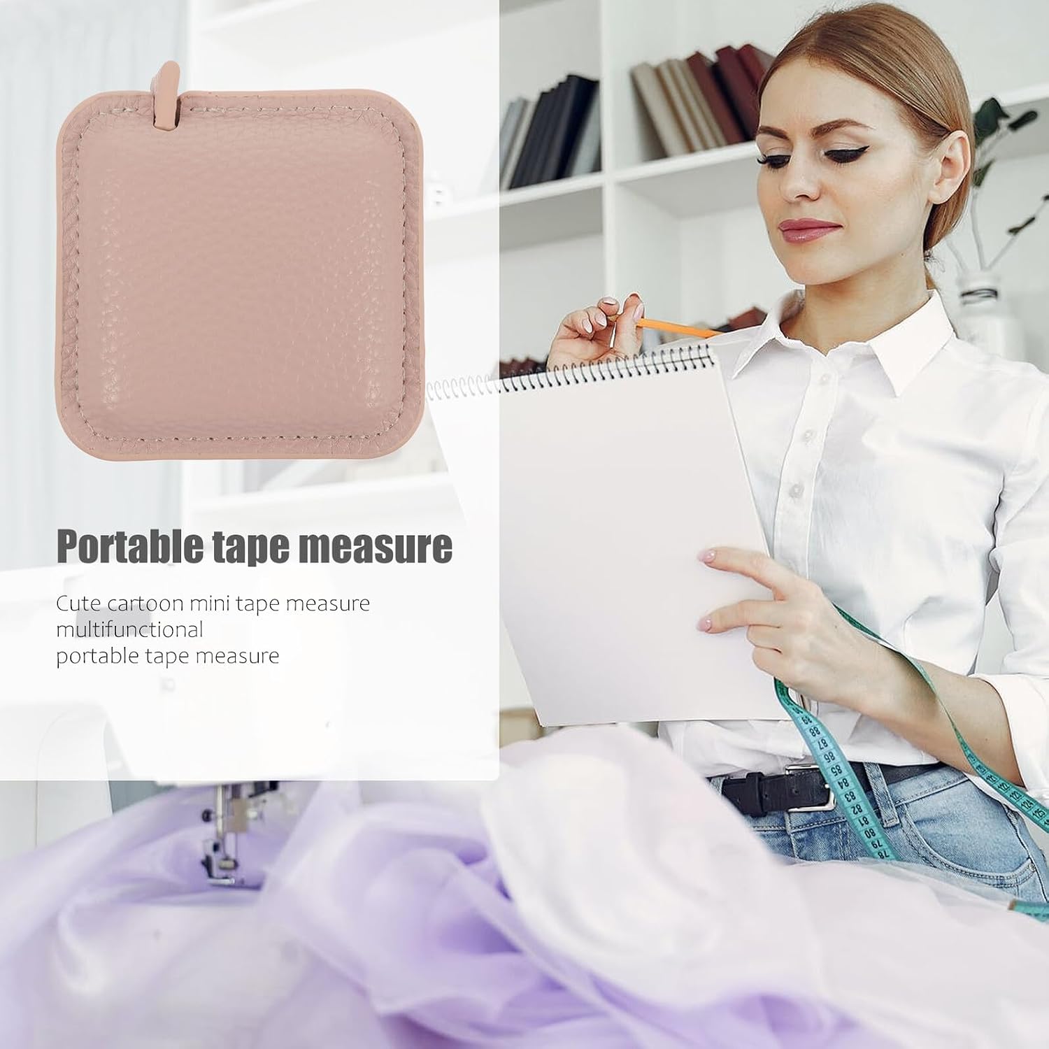 Lurrose Lovely Mini PU Tape Measure Flexible Soft Body Measuring Tape for Chest Circumference Portable Cartoon Tailor Sewing Craft Tool in Pink