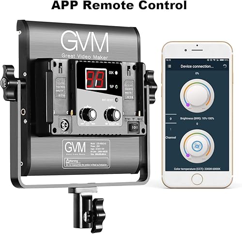 Vista 8 de GVM - Luces de video bicolor LED con función de aplicación, CCT variable 2300K-6800K y 10% -100% de brillo con pantalla digital para grabación