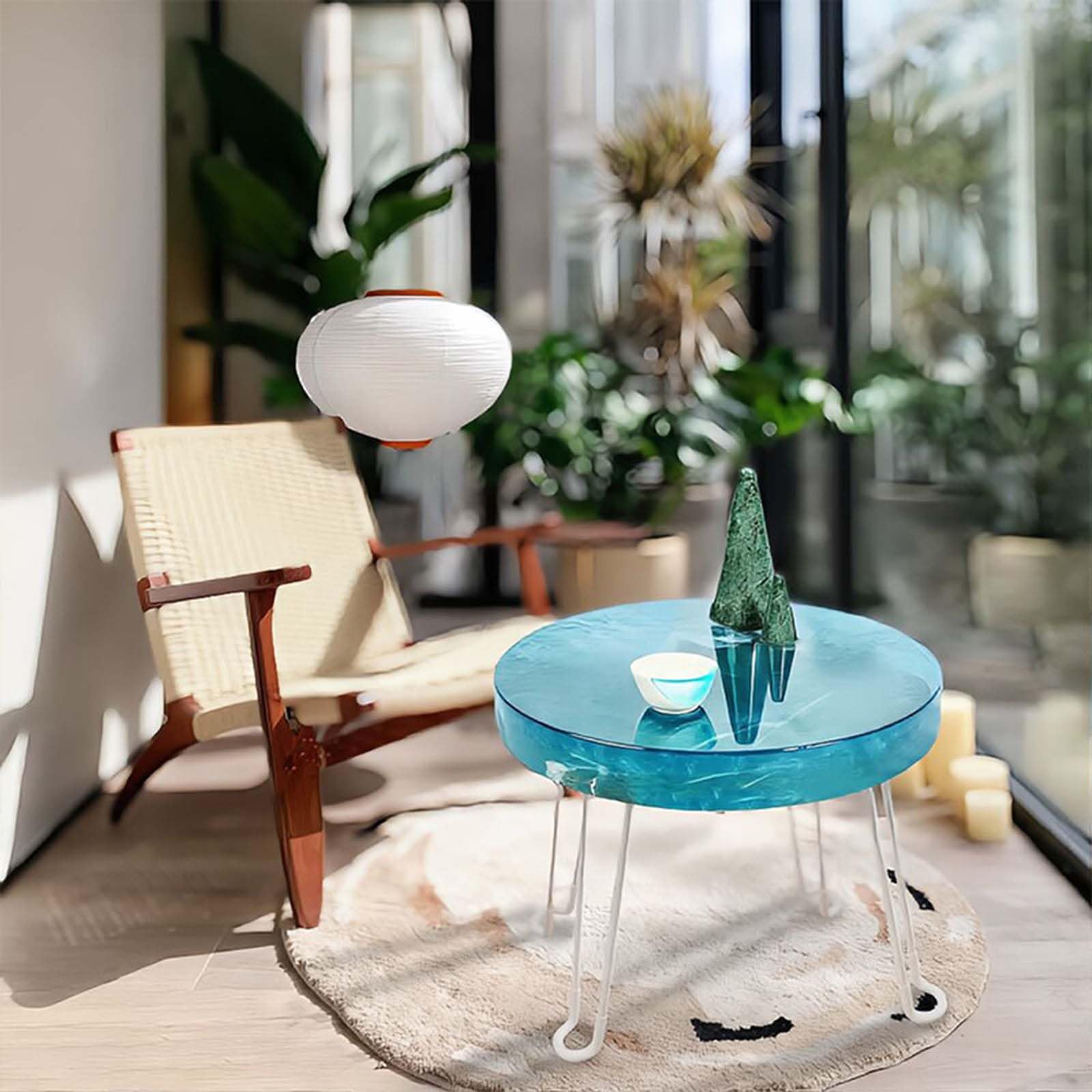 Moldes redondos de silicona para mesa de café y río con patas de mesa plegables, tablero de charcutería, decoración del hogar, molde de silicona de río de cristal