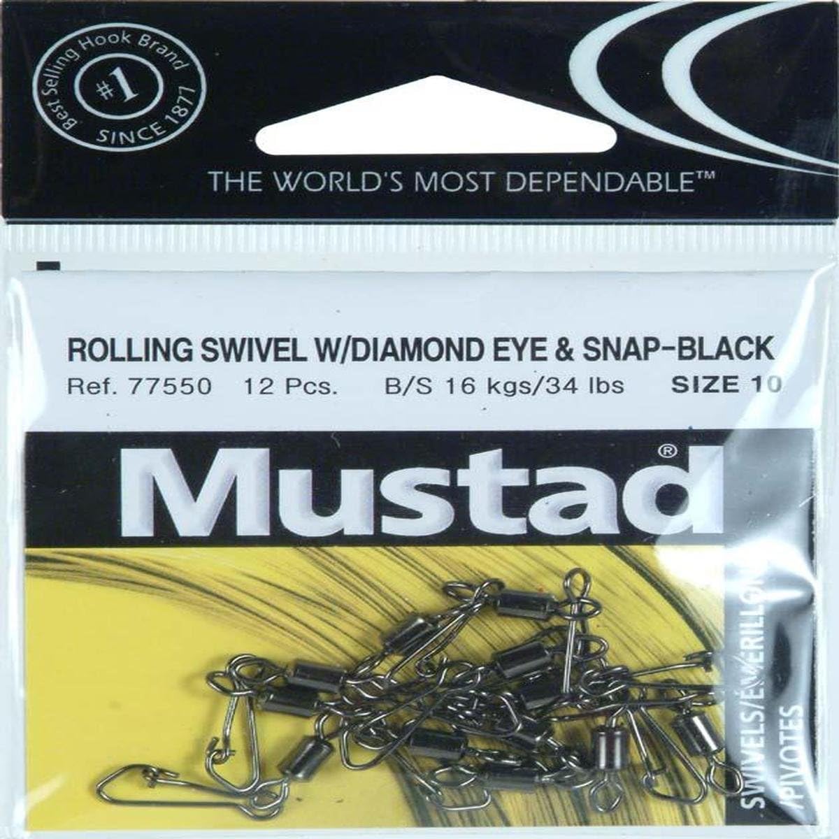 Mustad Diamond Eye with Snap Fishing Equipment (12 Pack), Size 10 : Fishing Swivels And Snaps : Sports & Outdoors