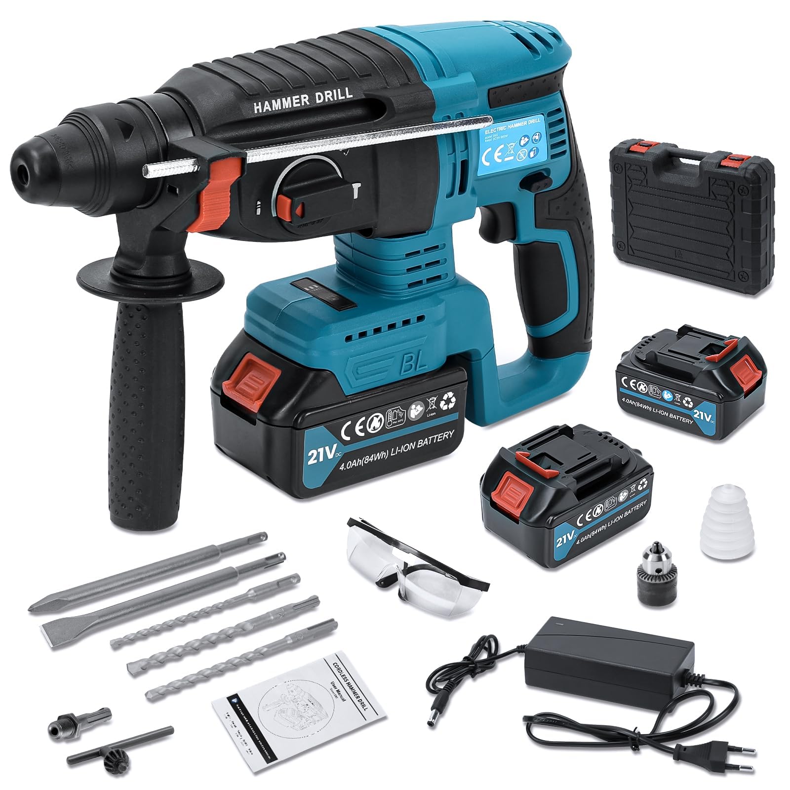 D02-2-ZZ - Martillo perforador con batería (21 V, 4000 mAh)