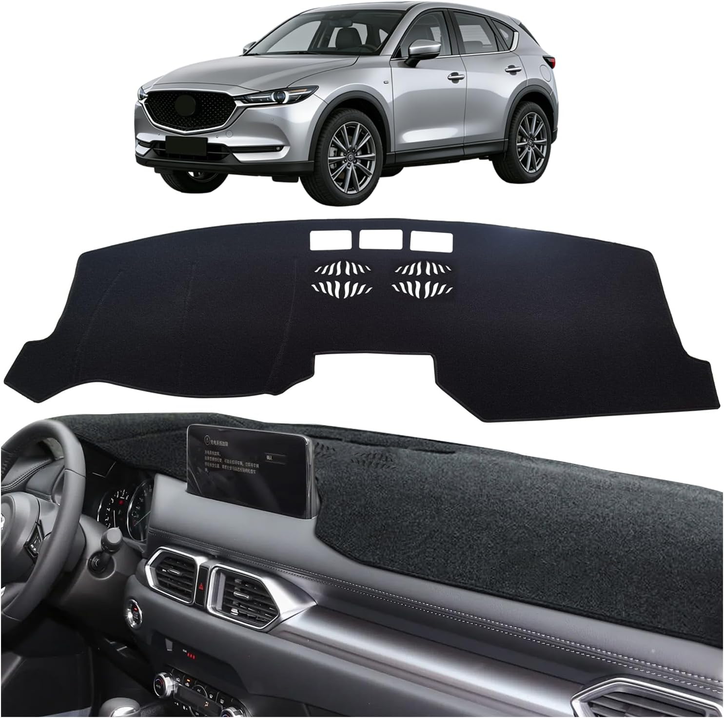 Dash Cover for Mazda CX5 2017-2022 2023 2024 2025, Dashboard Cover Mat for CX-5 Mazda Accessories Nonslip Sunshade Protector No Glare, Black