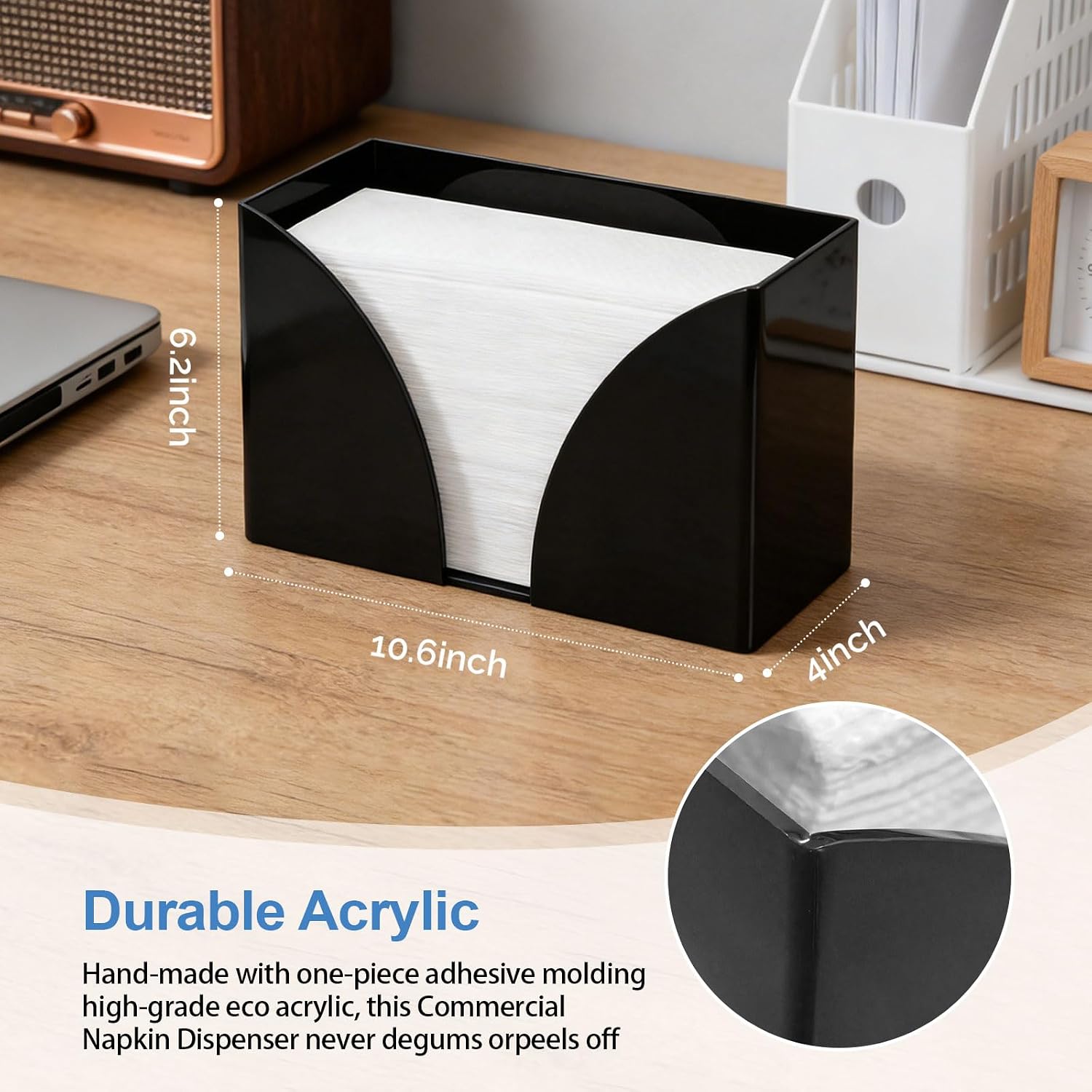 Paper Towel Dispenser，Black Paper Towel Holder，Acrylic Napkin Holder for Table，Can Wall-Mount C-Fold, Z-Fold, Trifold Paper Hand Towel Dispenser for Canteen Home and Commercial