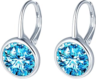 large zircon earrings Silver 925 Earrings Dangle Ladies Earrings Hoop Earring Round Earrings Earrings for Mom Girlfriend Teen Girl Grandma Sister Women Gift Birthday Gift