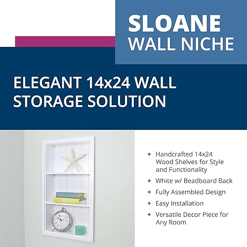 Miniatura 4 de Fox Hollow Furnishings Sloane 14x24 - Recesión de gabinete de medicina de nicho de pared empotrada, en la pared, estante de inserción de gabinete de