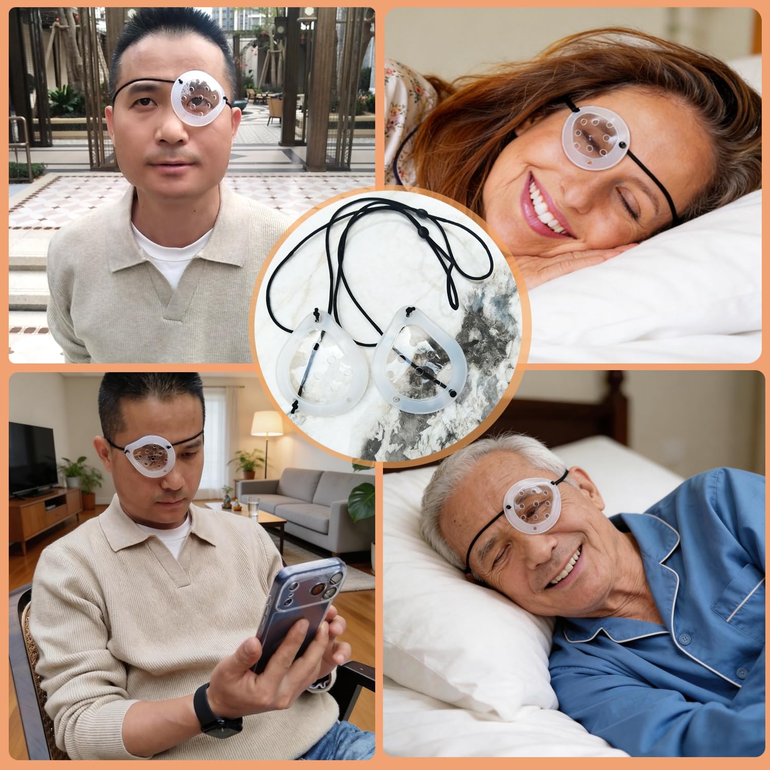 2 Pack Cataract Surgery Eye Shield, Clear Plastic Medical Eye Patch with Adjustable Strap and Silicone Edging for Post Surgery,Comfortable Eye Protection for Adults and Kids