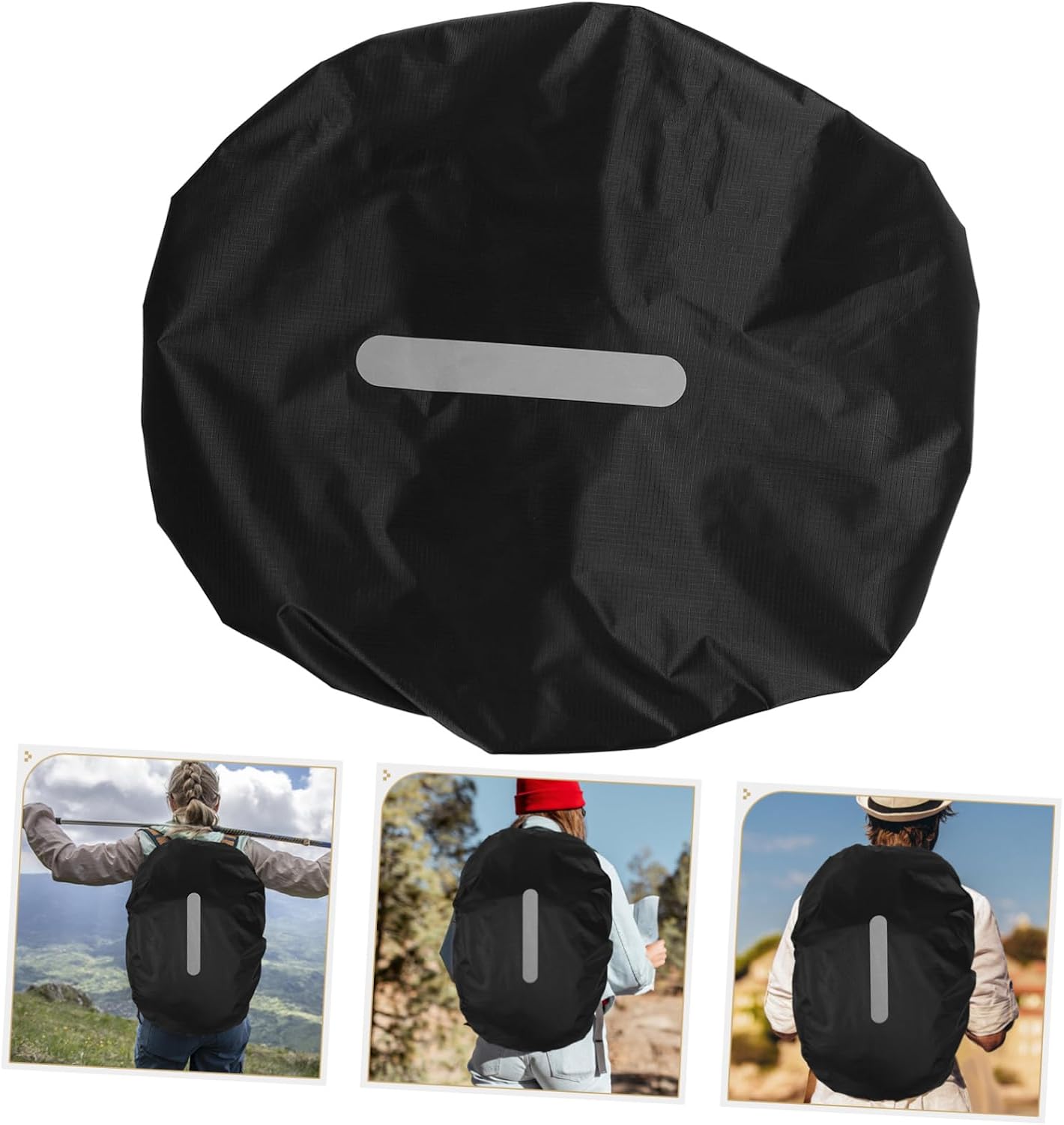LIOOBO Backpack Rain Cover with Reflective Strip Versatile Outdoor Protector for Hiking Camping Cycling Full Coverage Lightweight Durable Black