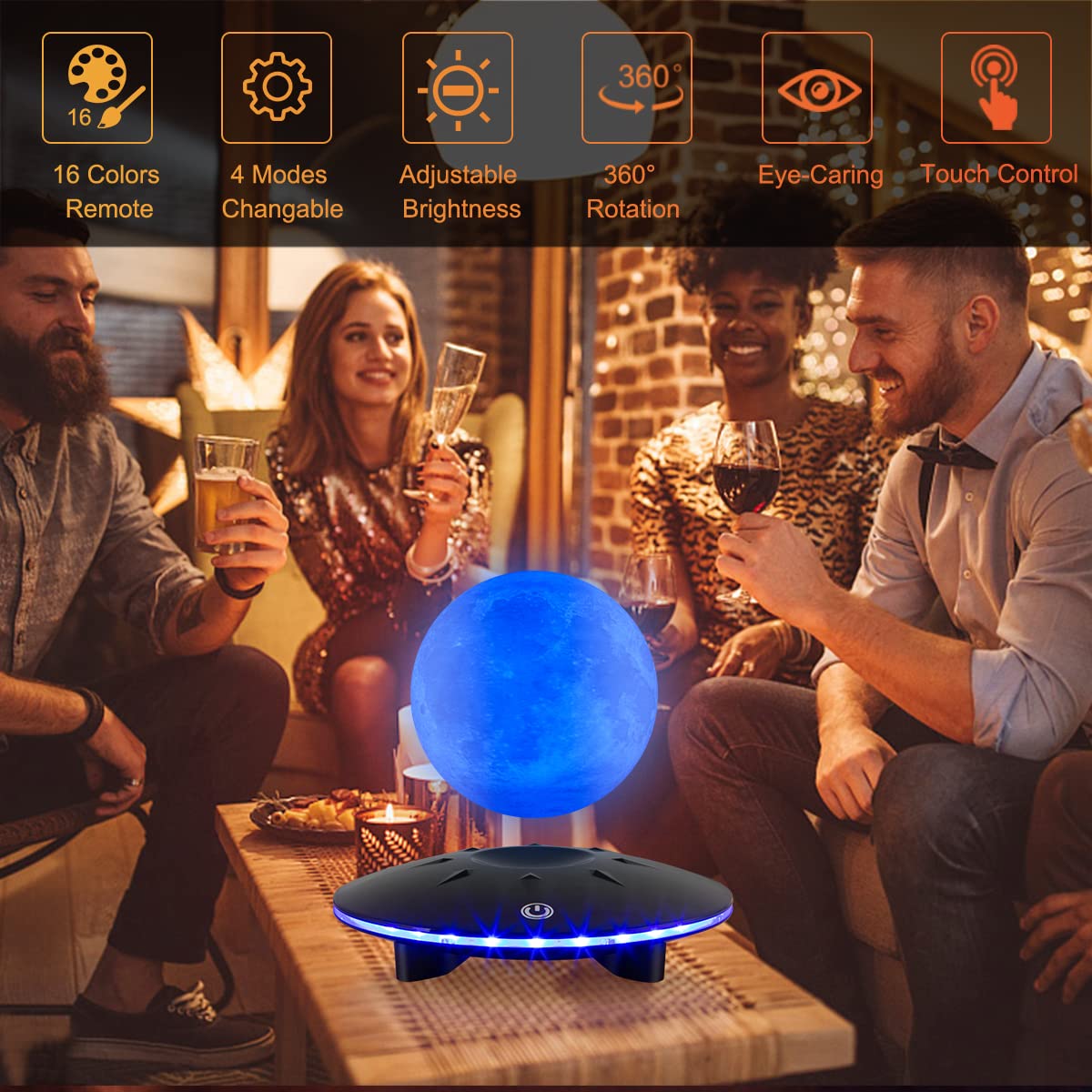 UVEHAS Levitating Moon Lamp - Magnetic Floating and Spinning