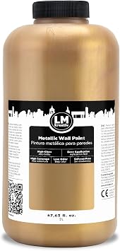 Metallic Wall Paint 67.62 fl oz - Antique Gold - Stunning Metallic Shine for Stylish Interiors, Easy to Apply, Water-Based, Perfect for Creative Wall Designs & DIY Projects