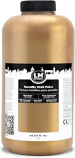 Metallic Wall Paint 67.62 fl oz - Antique Gold - Stunning Metallic Shine for Stylish Interiors, Easy to Apply, Water-Based, Perfect for Creative Wall Designs & DIY Projects