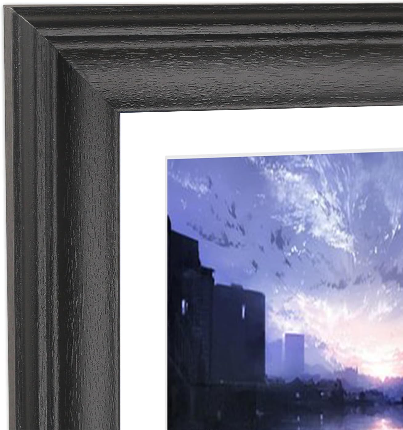 20x36 Picture Frame Solid Wood Black, Display 18"x34" (With mat) or 20"x36" (Without mat) Photos, Poster, Painting,Puzzles (X23B2036W1834)