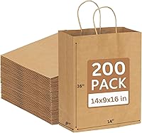Vista 25 de JET PAPER BAGS - Bolsas grandes de papel marrón con asas de 13 x 7 x 17 pulgadas [25 piezas] Prime para llevar, comestibles, golosinas, venta al por