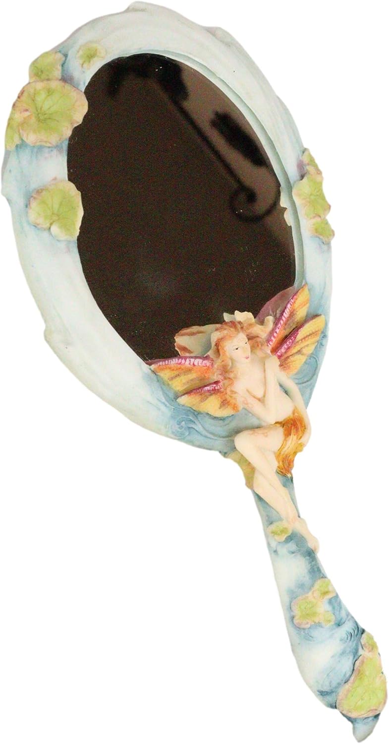 Ebros Jody Bergsma Art Wild Summer Magic Dragonfly Fairy by Lily Pond On Sunny Day Hand Mirror Figurine Boudoir Vanity Accessory Small Handheld Mirrors (1)