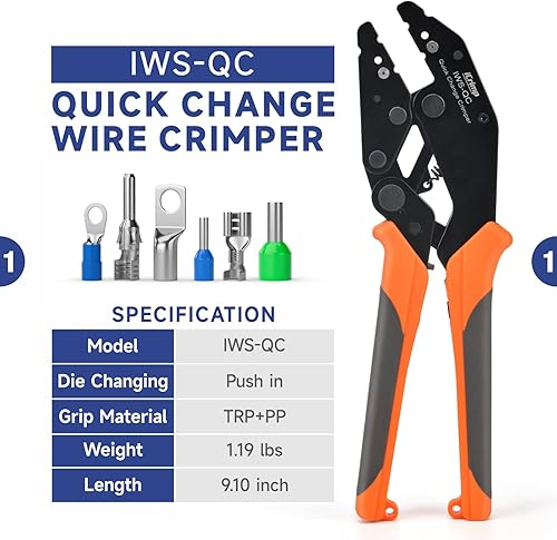 Miniatura 2 de iCrimp Kit de herramientas de crimpado de cambio rápido para conector de nailon aislado AWG22-10, terminales termorretráctiles, barril abierto,