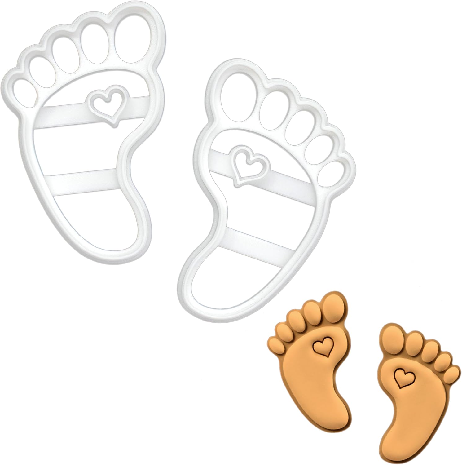 BAKERLOGY Love in Every Step Footprints Cookie Cutter - Detailed Biscuit Cutter Design for Baking and Crafts, ideal on fondant, dough, clay