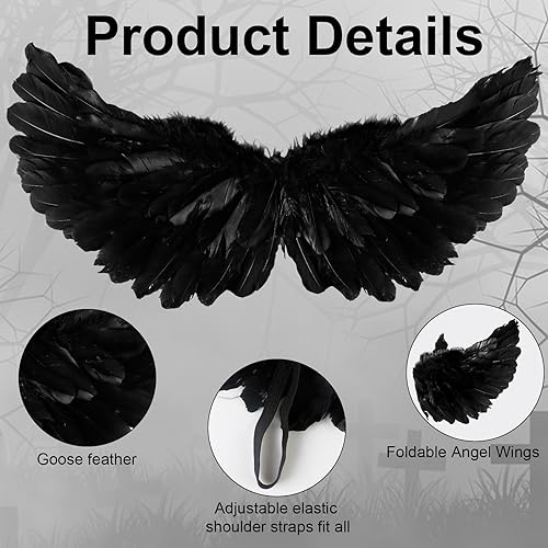 Miniatura 4 de Alas de ángel y halo - Disfraz de alas de ángel para adultos y niños para fiesta de Halloween