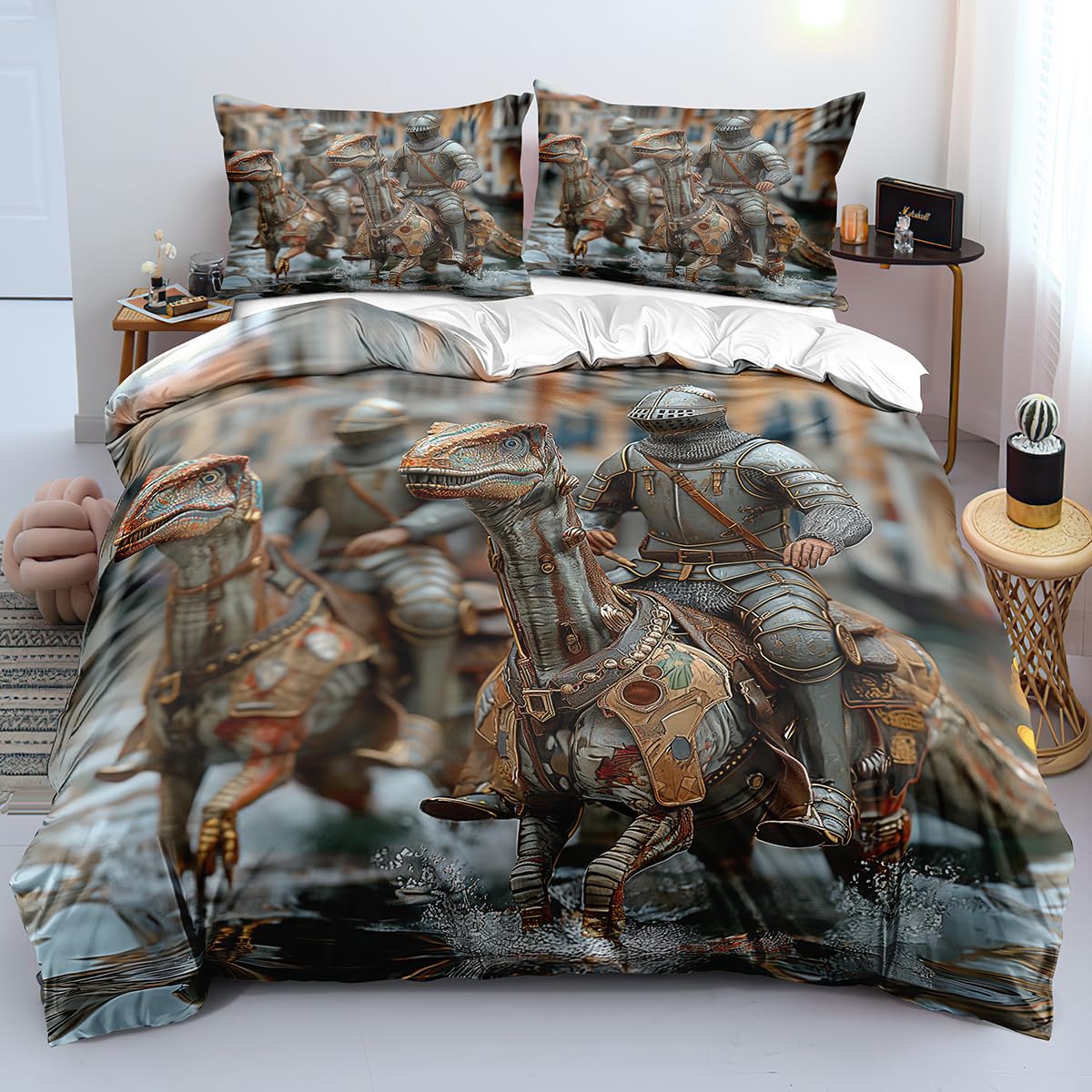 Parure de lit dinosaure 200x200 cm, cadeau parfait pour lit garçon