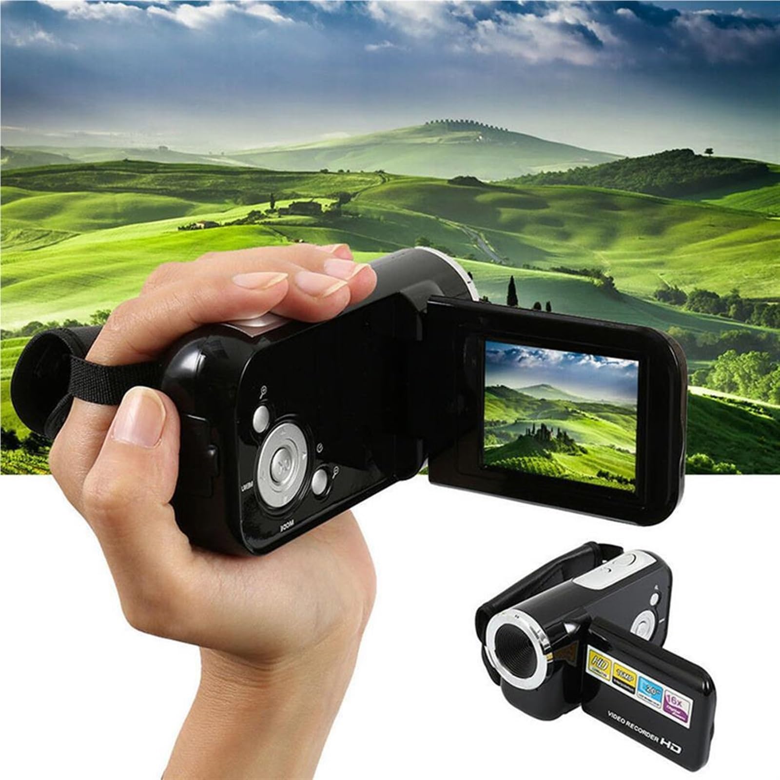 Videocamera Schermo LCD Videocamere Digitali Multifunzionali Ad Alta Definizione DV Bambini Principianti Dilettanti Cattura Facilmente Momenti Meravigliosi(1080P)