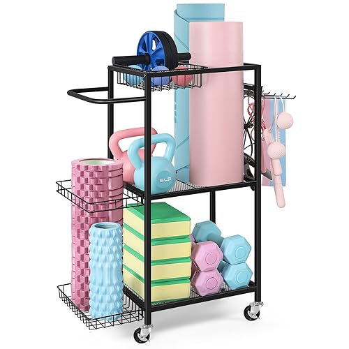 LIANTRAL Dumbbell Rack with Yoga Mat Storage - BLACK