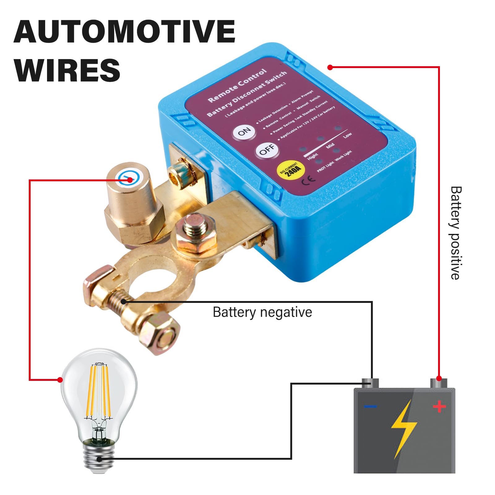 Sehawei Batterietrennschalter 12V 240A - Drahtloser Auto Hauptschalter Mit Fernbedienung