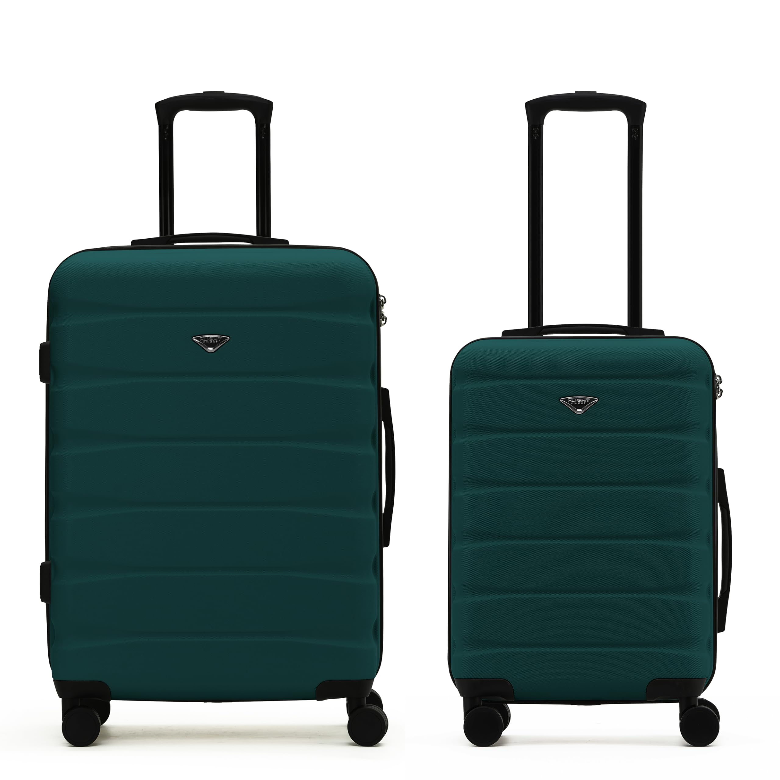 Flight Knight Luggage Sets - Carry-On & Medium 27" Checked Hardside Suitcase TSA Lock Silent Double Spinner Wheels - 22x14x9 Maximum Carry On Bag Size For American & United Approved Airlines