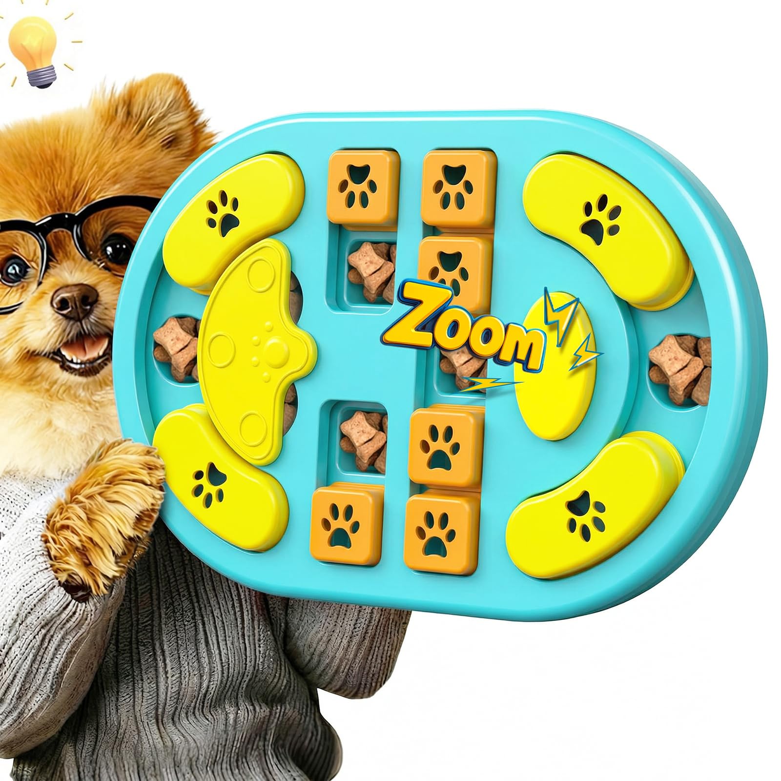TRIGRAND Gioco di intelligenza per cani, de alimentación lenta, para cumpleaños, entrenamiento and estimulación cerebrale, con chirrido e juguete para cachorros, Verde & Arancione