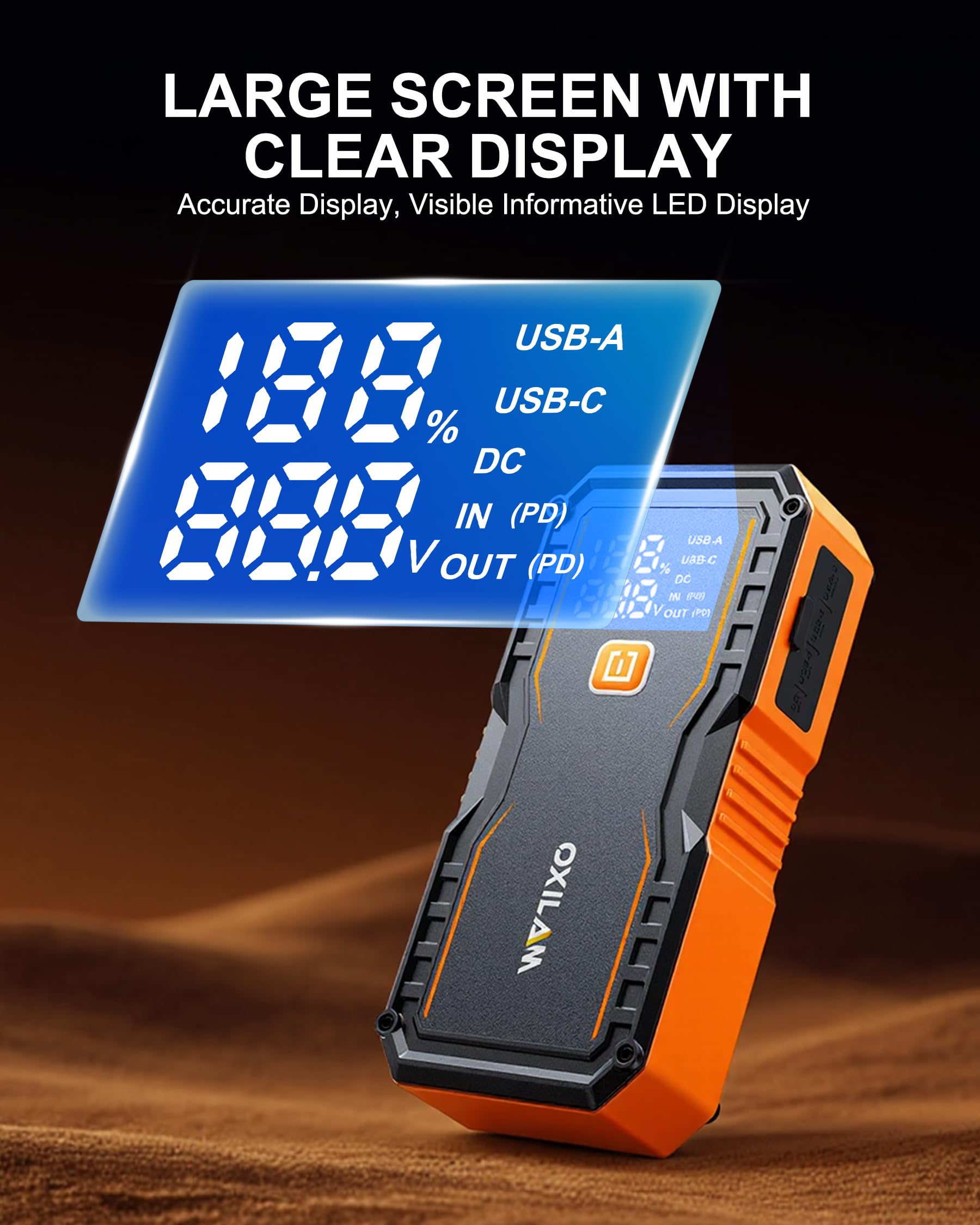 OXILAM 24000mAh Jump Starter for All Gas Diesel Engines 10000A Battery Jumper Starter Portable 12V Jump Box with — view 5