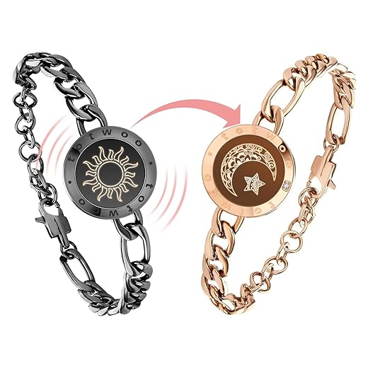 totwoo Touch Bracelets for Couples Long Distance Lights Up & Vibrating Smart Bluetooth Long Distance Relationship Gifts Bracelet