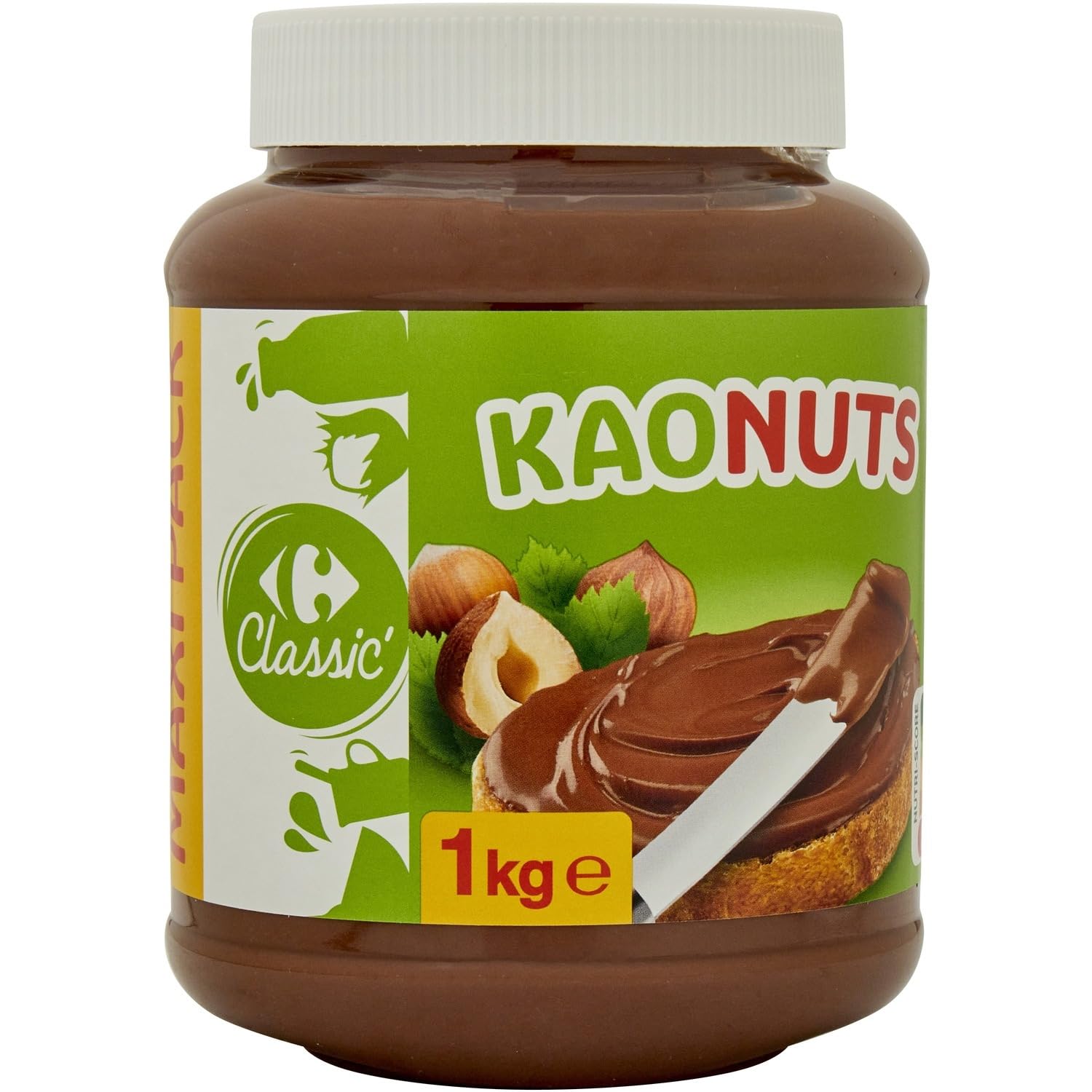 CARREFOUR CLASSIC' - Pâte à Tartiner Noisettes - 13% de Noisettes - le pot de 1 kg - Le Lot De 3
