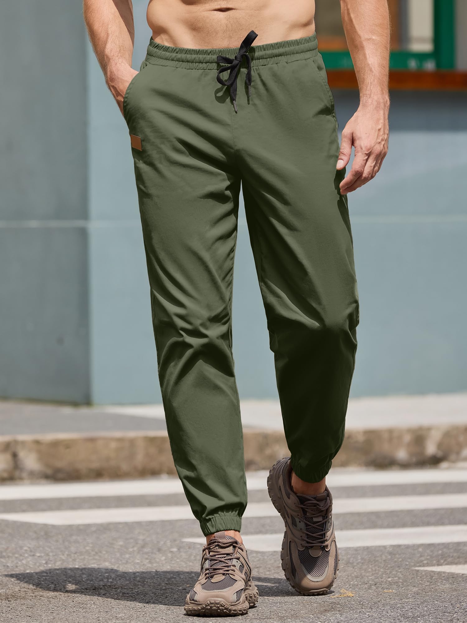 PLEPAN Lässige Cargo-Jogginghose für Herren, Baumwolle, Kordelzug, Chinohose, Wandern, Outdoor, Twill, Jogginghose
