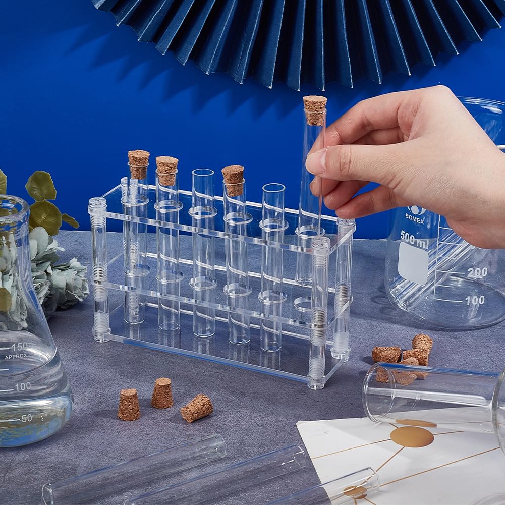 Support De Tube à Essai Transparent En Plastique 6 Trous Support De Tube à Essai De Laboratoire éTagèRe éQuipement De Laboratoire D'Approvisionnement Scolaire 16.7X8X3 Cm