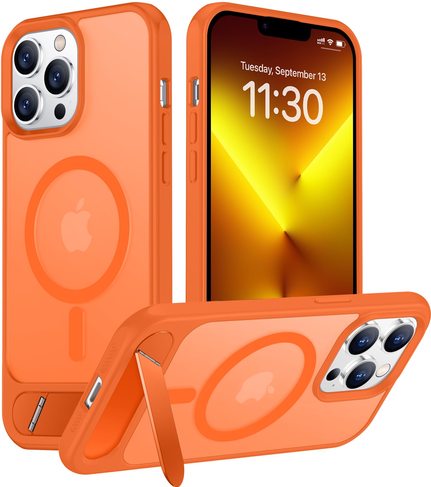 Temdan Magnetic Compatible with iPhone 13 Pro Max Case, [Built-in Invisible Kickstand][Compatible with MagSafe][Military Grade Shockproof] Slim Translucent Matte Phone Case for iPhone 13 Pro Max 6.7"
