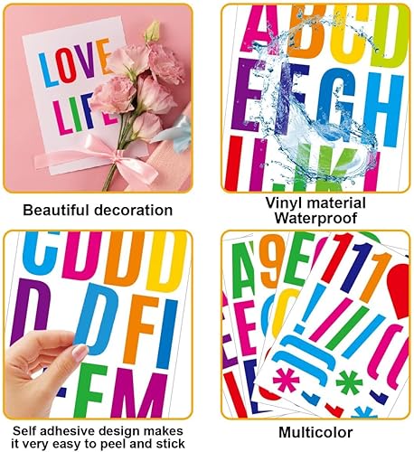 Miniatura 3 de 24 hojas de calcomanías de letras, 318 calcomanías del alfabeto, calcomanías de vinilo autoadhesivas del alfabeto, calcomanías de vinilo de 2