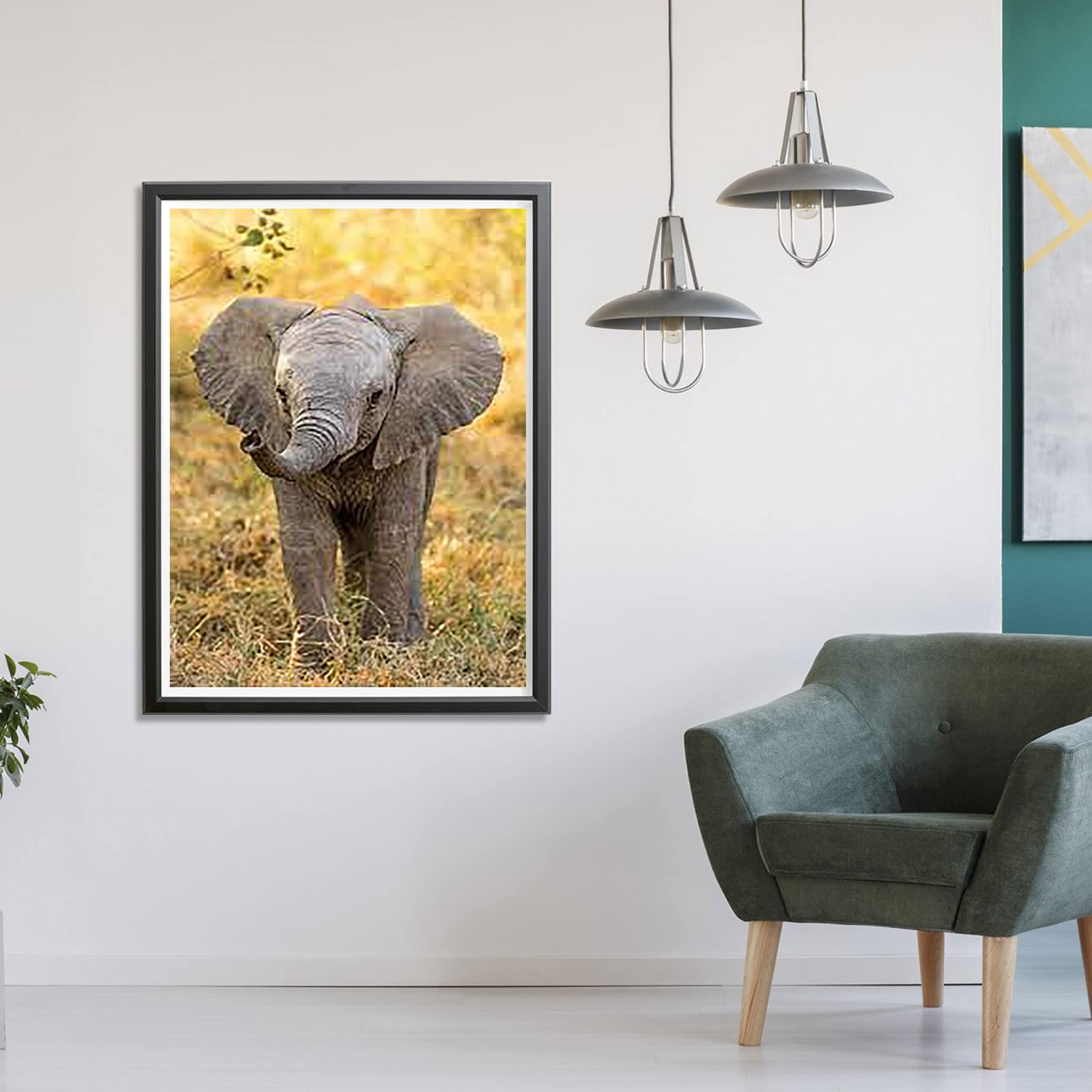 Showker 5D Diamant Painting Elefant - DIY Diamond Malerei 30x40cm