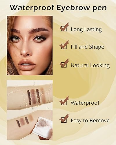 Miniatura 4 de Gel de cejas y lápiz de cejas 2 en 1, lápiz retráctil de cejas marrón oscuro, gel impermeable para cejas, ultra fino de larga duración para un