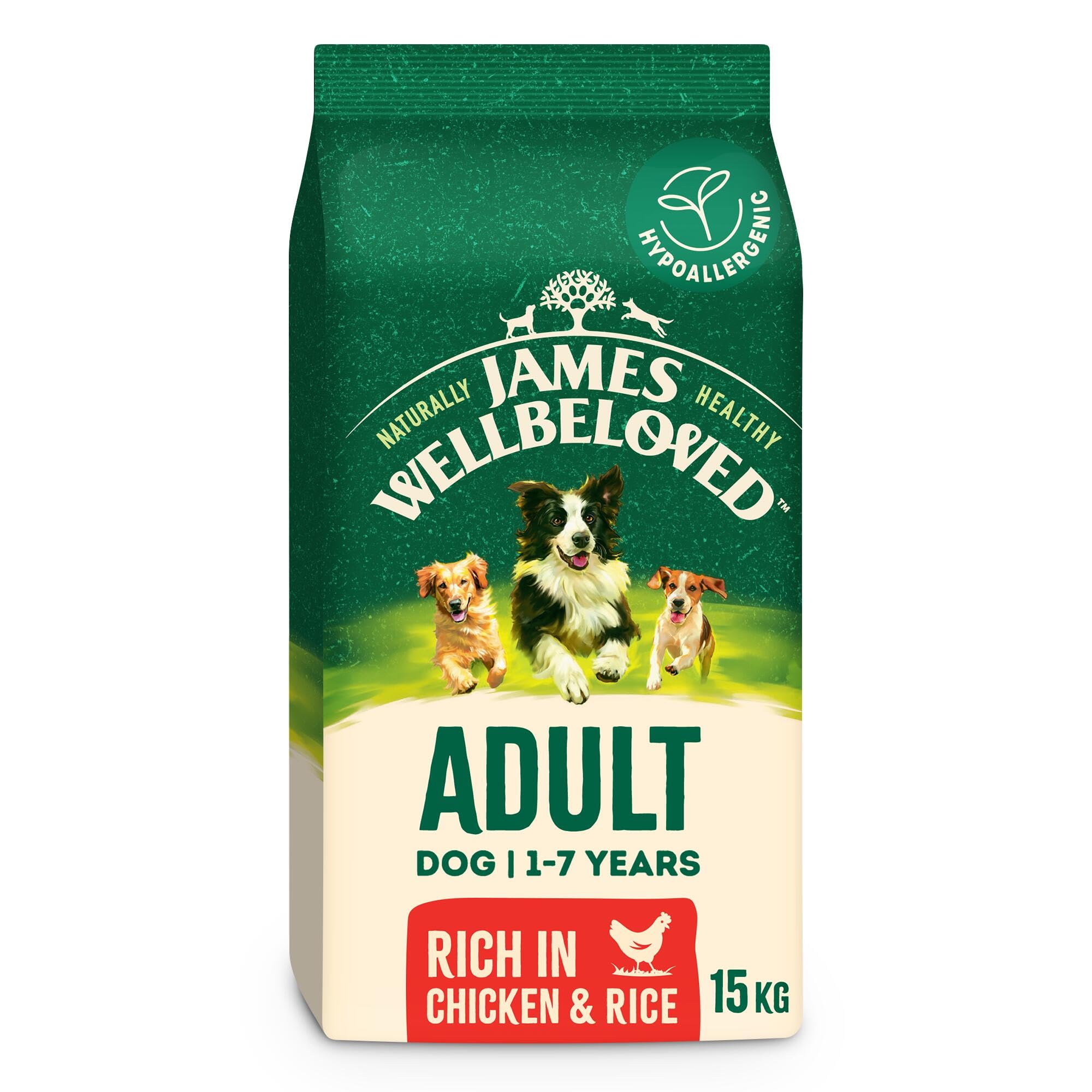 James Wellbeloved Adult Dog Food with Chicken and Rice 15kg