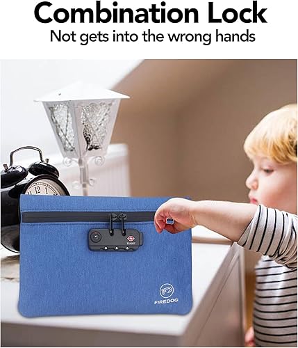Miniatura 3 de FIREDOG Bolsa a prueba de olores, funda a prueba de olores con cerradura para almacenamiento de viaje (9.5 x 6.5 pulgadas, azul)