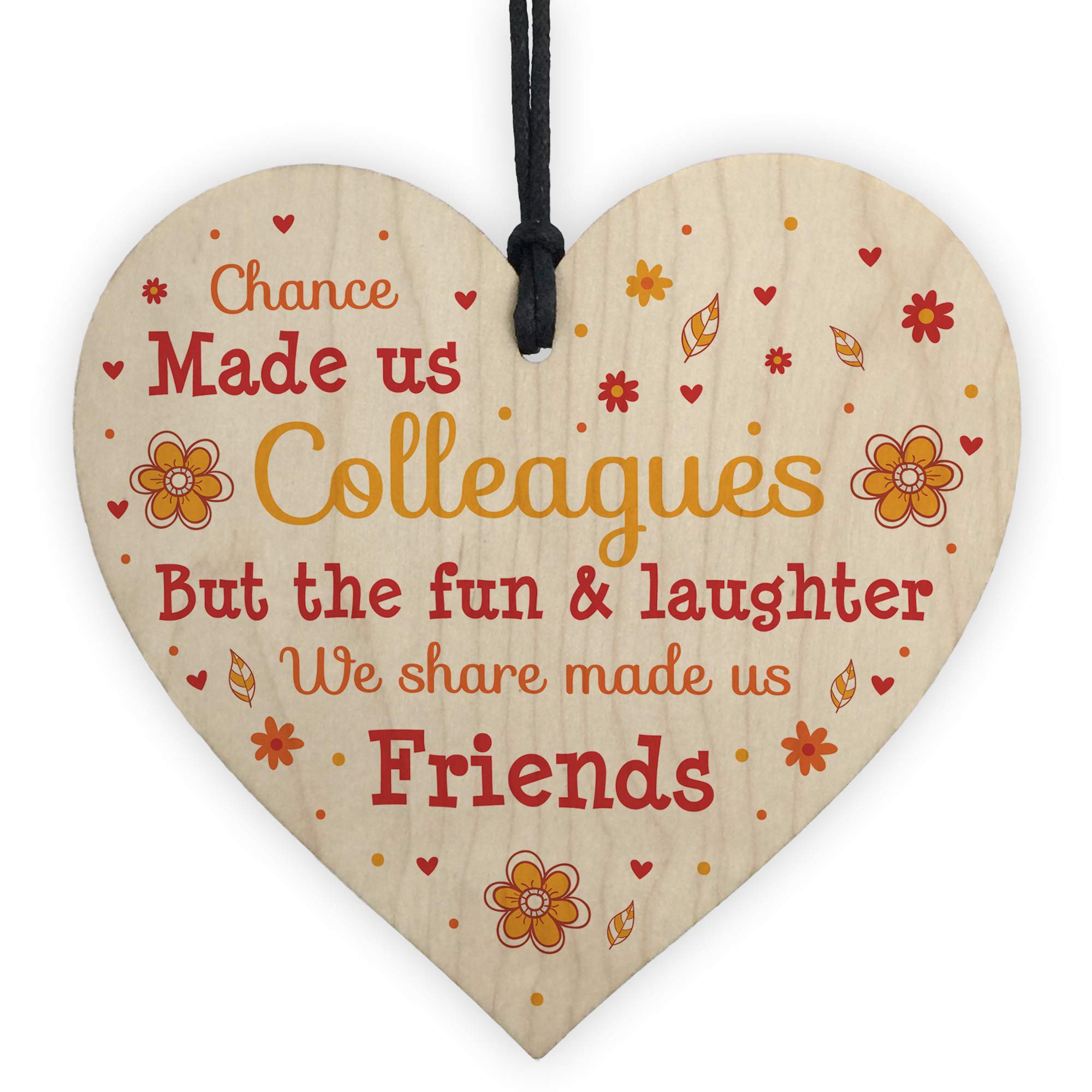 RED OCEAN Wooden Heart Chance Made Us Colleagues Friendship Gift Thank You Leaving Gift