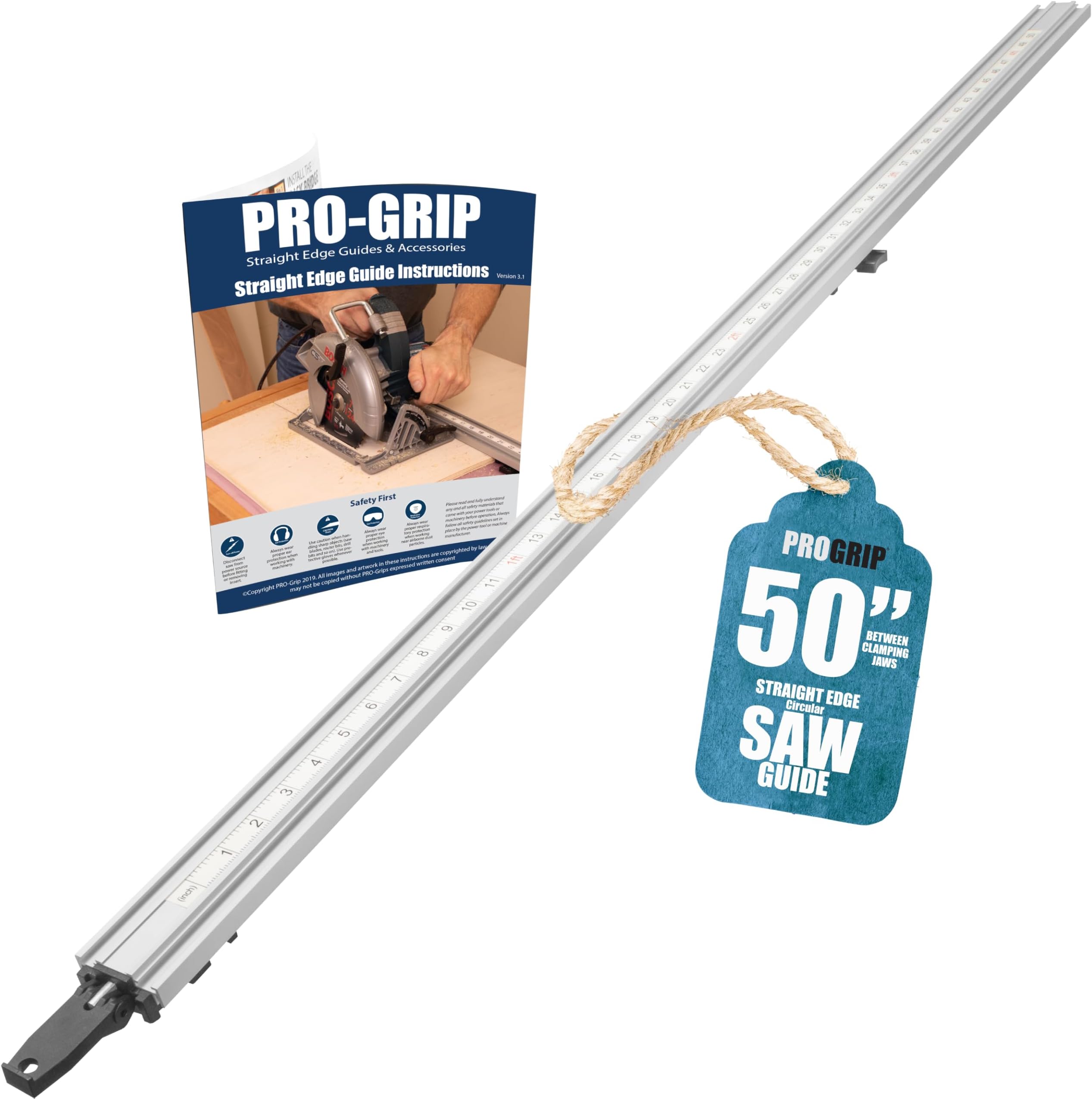 Peachtree Woodworking Supply ProGrip Straight Edge Clamp Ideal for Cutting Large Sheets of Plywood and Dado Slots (50 inch Clamp)