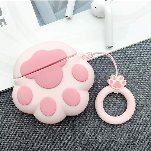 Miniatura 3 de Funda compatible con Cat Paw AirPods 1/2, funda protectora de silicona para AirPods, pata de gato, divertida funda Kawaii linda a la moda 3D de