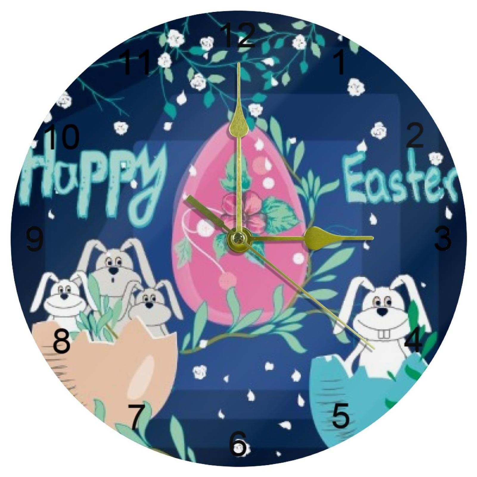 Horloge murale Happy Easter pour célébrer le printemps avec douceur dans votre salon