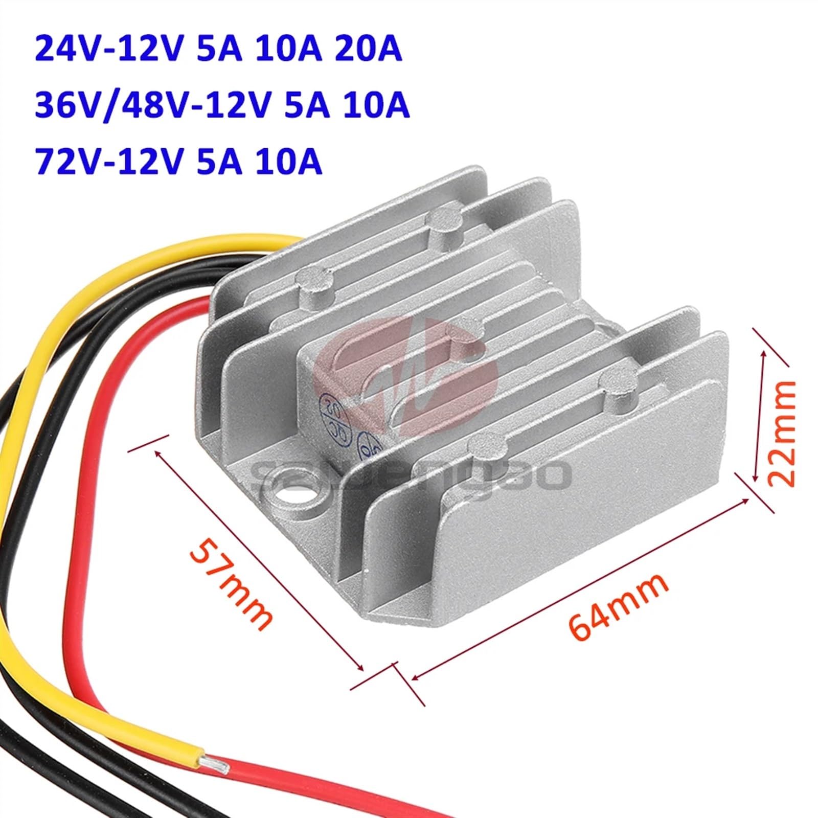 Konwerter napięcia obniżający napięcie 60V-12V 5A 10 A 20 A 24 V 36 V 48 V 60 V 72V do 12 V, regulator napięcia do wózka golfowego, ciężarówki, zasilania samochodu (24 V (18-36 V), 12 V 10 A)