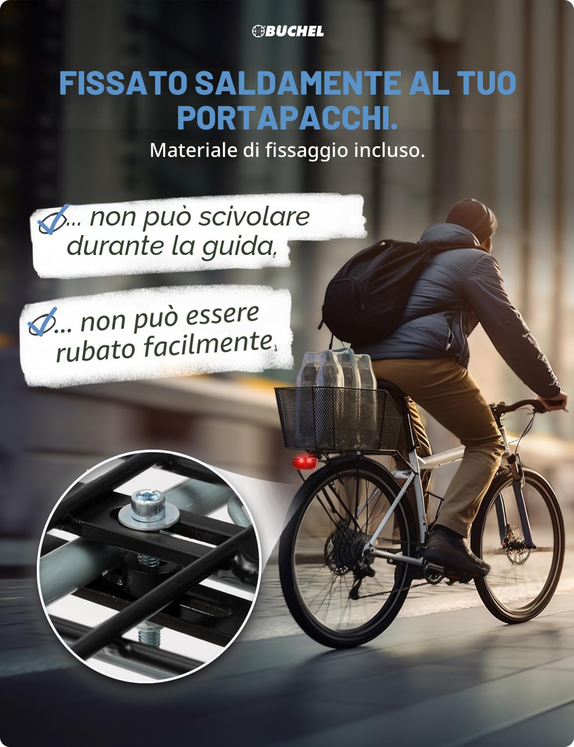 BÜCHEL Cestino posteriore per bicicletta | XXL Jumbo Pro con materiale di fissaggio per portapacchi per bicicletta | capacità di carico fino a 20 kg | cestino per bicicletta per bicicletta per bambini