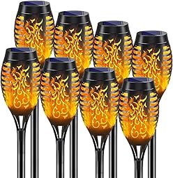 KALAHOL Solar Lights Outdoor Garden, 52CM Tall, Solar Flickering Dancing Flame Lights, Dusk to Dawn Auto On/Off, IP65 Waterproof, Solar Torch Lights for Pathway Patio Yard Garden (8 Pack)